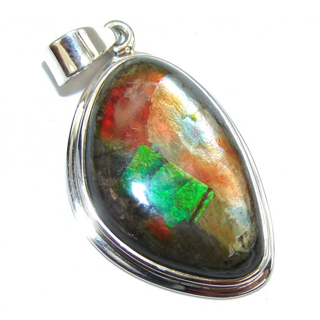 Natural AAA Ammolite Sterling Silver Pendant
