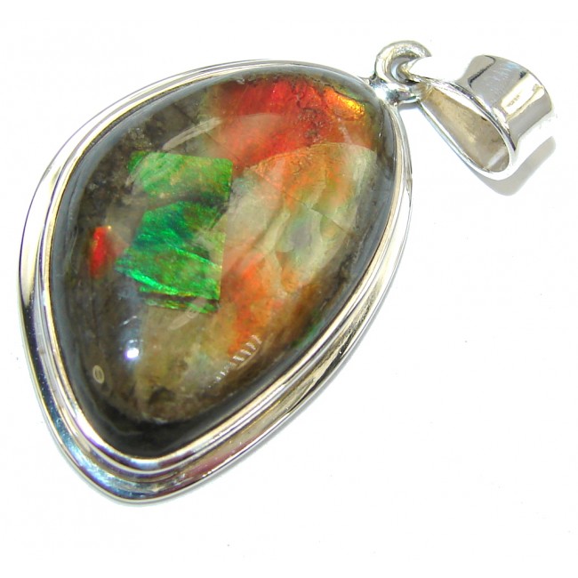 Natural AAA Ammolite Sterling Silver Pendant
