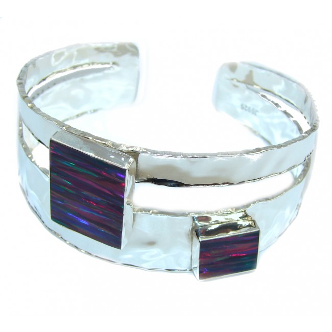Touch Of Life! Japanese Fire Opal Sterling Silver Bracelet / Cuff