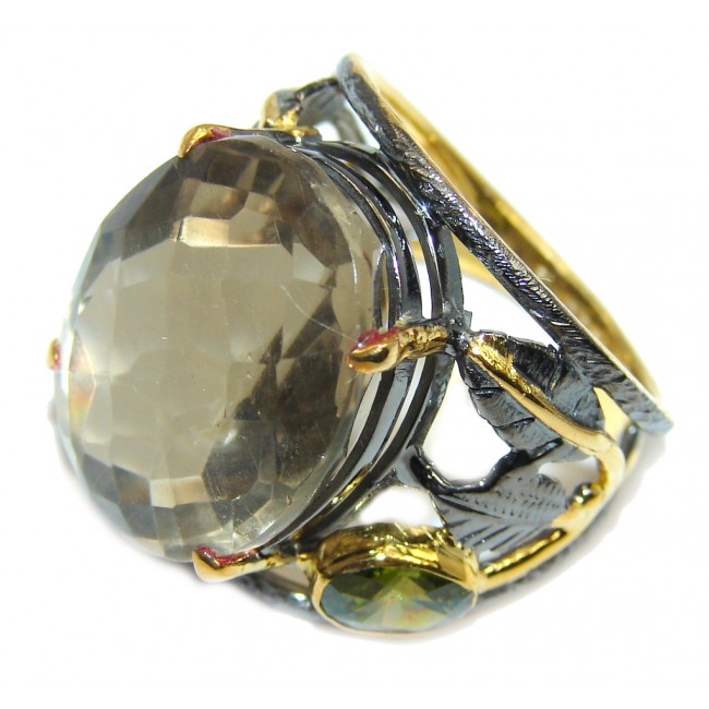 Perfect AAA Light Citrine, Gold Plated, Rhodium Plated Sterling Silver Ring s. 8 1/2