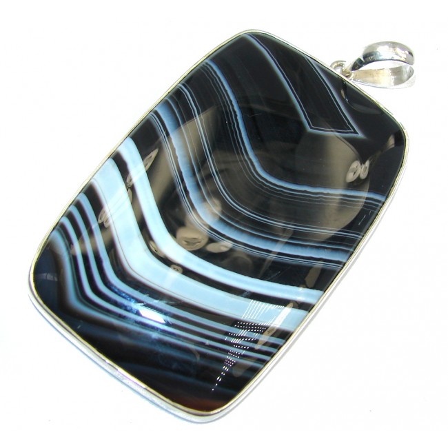 Giant Twilight Zone Beauty Agate Sterling Silver Pendant