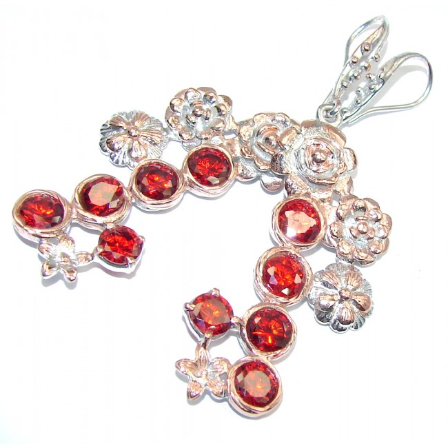 Graceful Beauty Red created Ruby Rose Gold plated Sterling Silver earrings
