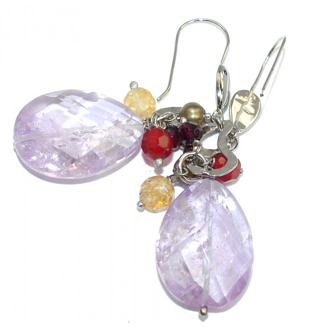 Huge Lavender Spin Purple Amethyst Sterling Silver earrings