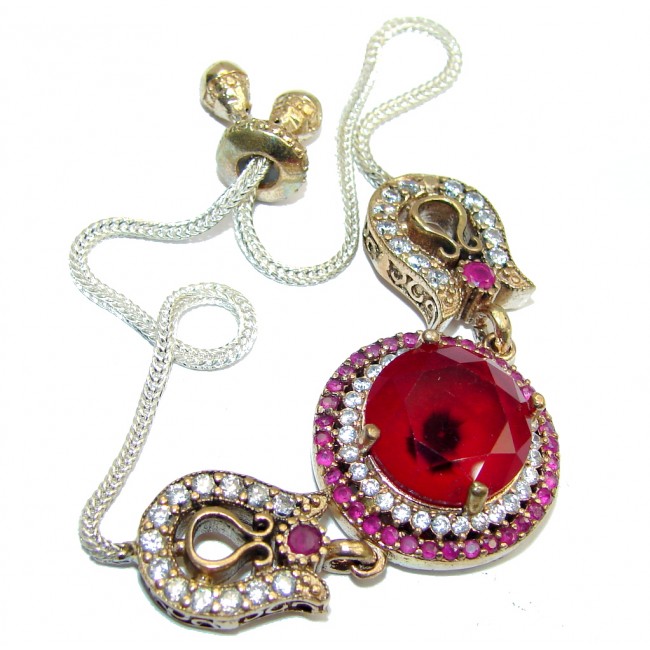 Victorian Style! created Red Ruby & White Topaz Sterling Silver Bracelet