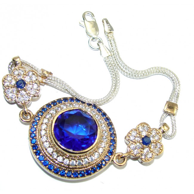 Victorian Style! created Blue Sapphire & White Topaz Sterling Silver Bracelet
