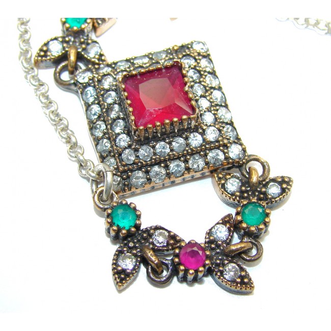 Victorian Style! created Pink Ruby & White Topaz Sterling Silver Bracelet