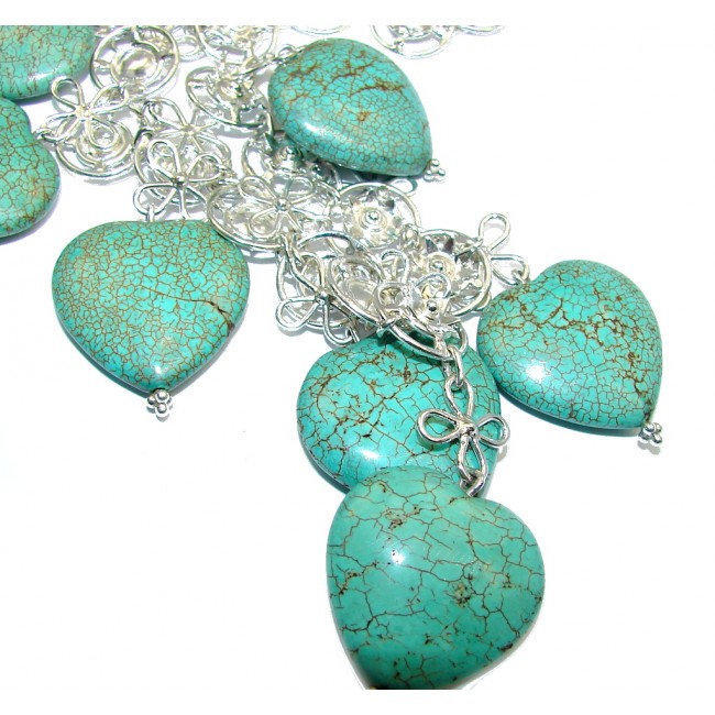 Secret Beauty AAA Green Turquoise Sterling Silver Necklace