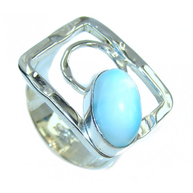 Delicate Beauty AAA Blue Larimar Sterling Silver Ring s. 7 1/4