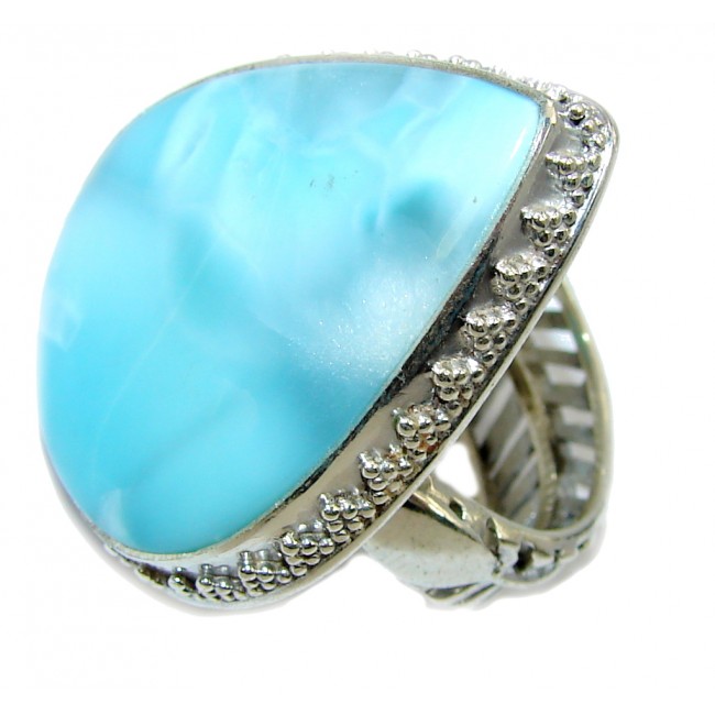 Amazing AAA Blue Larimar Sterling Silver Ring s. 8