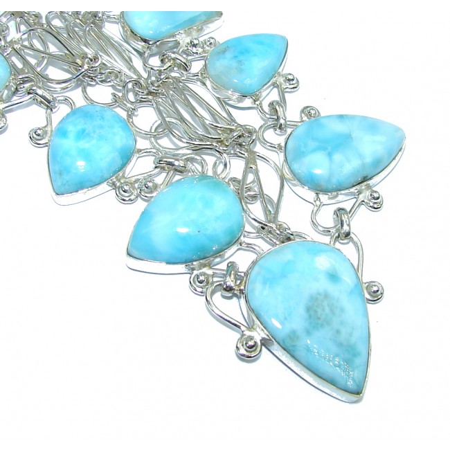 Caribbean Style! AAA Blue Larimar Sterling Silver necklace