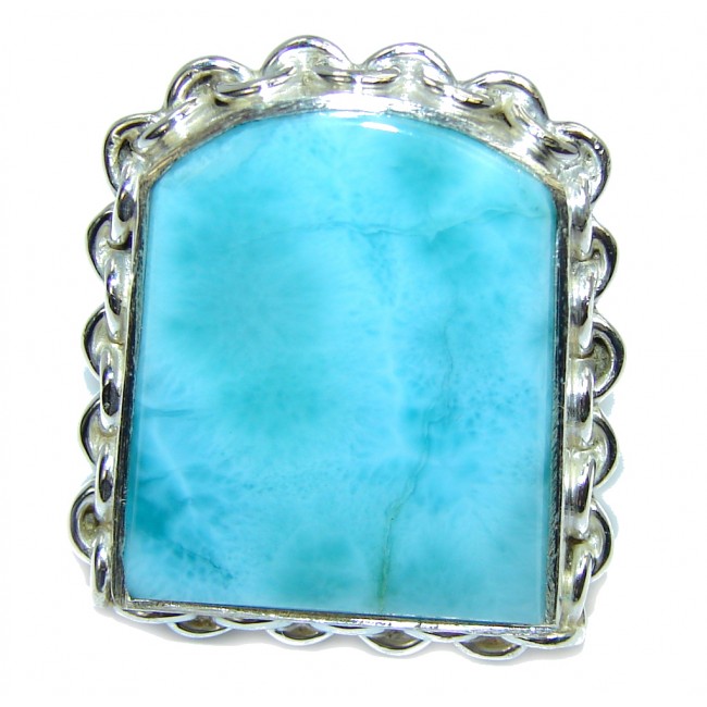 Perfect AAA Blue Larimar Sterling Silver Ring s. 7 1/2