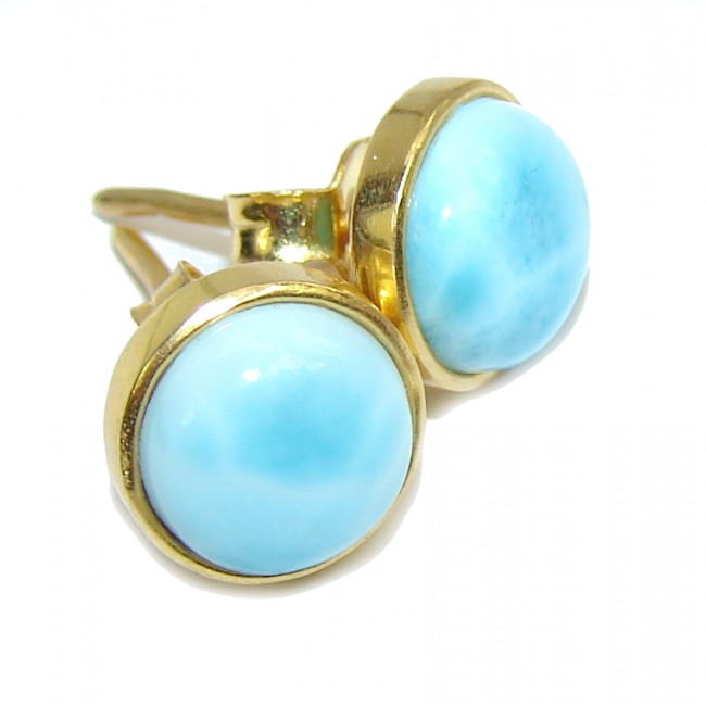 Delicate Blue Larimar, Gold Plated Sterling Silver earrings
