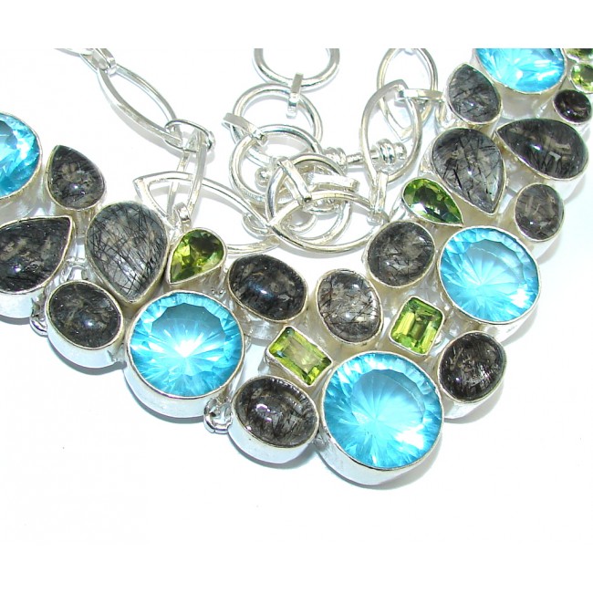 Touch Of Life Swiss Blue Topaz & Tourmalinated Quartz Sterling Silver necklace