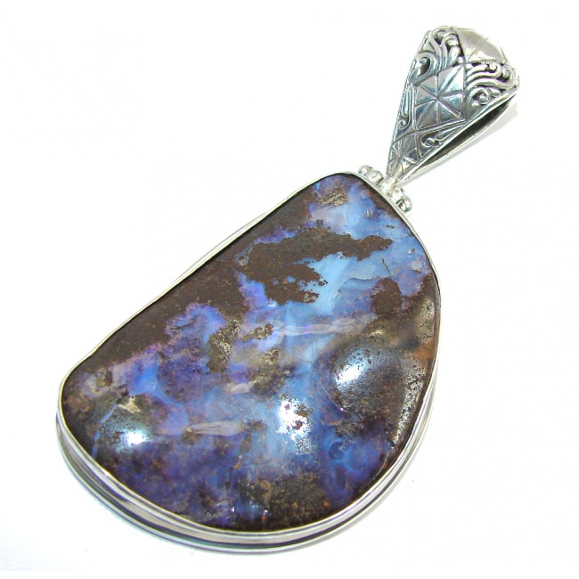 Big! Beautiful AAA+ Australian Boulder Opal Sterling Silver Pendant