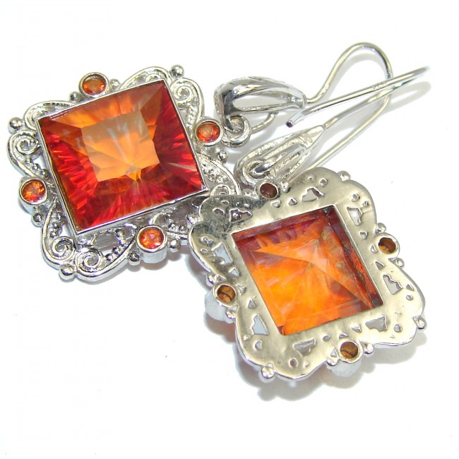 Tropical Red Magic Topaz Sterling Silver earrings