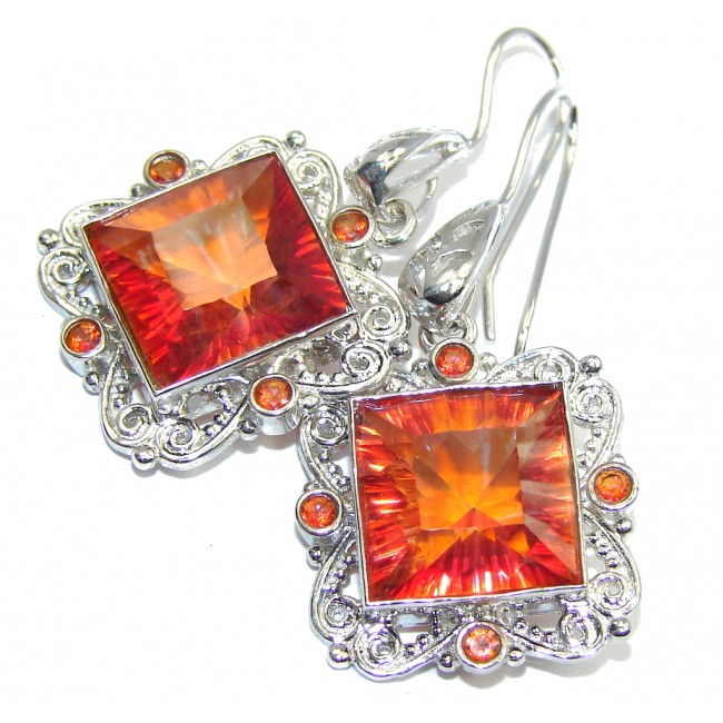 Tropical Red Magic Topaz Sterling Silver earrings