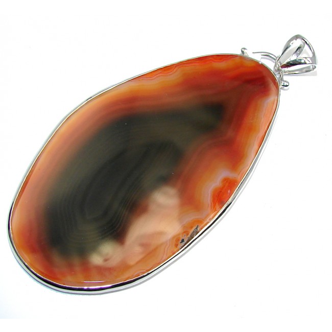 Large! Fashion Brown AAA Botswana Agate Sterling Silver Pendant