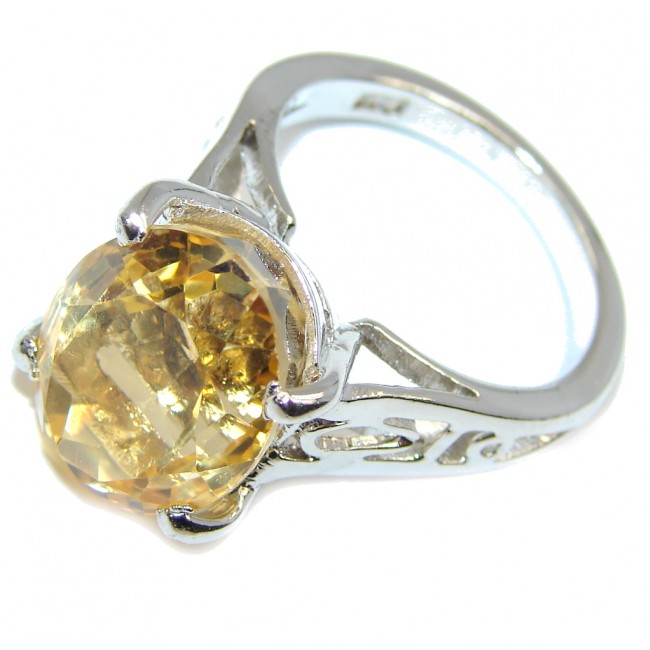Genuine Yellow Citrine Sterling Silver Ring s. 8 1/4