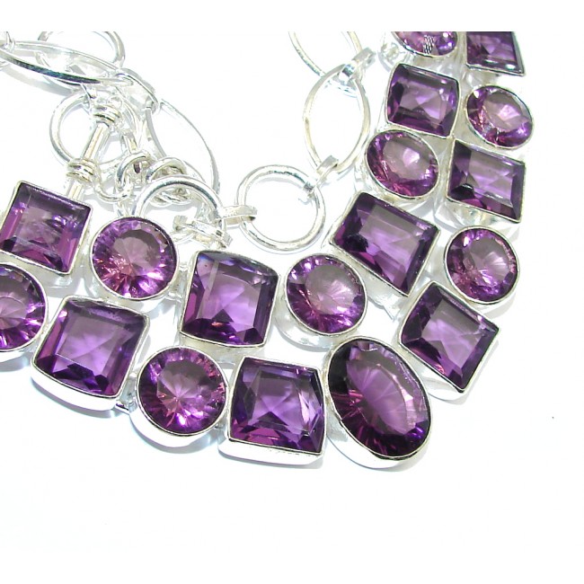 Lavender Dream Created AAA Purple Amethyst Sterling Silver Necklace