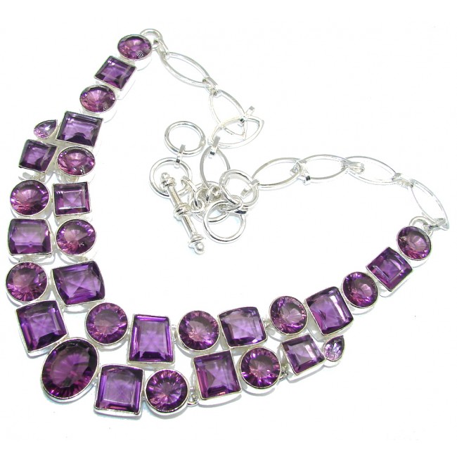 Lavender Dream Created AAA Purple Amethyst Sterling Silver Necklace