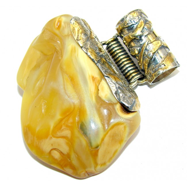 Large! Classic Beauty AAA Baltic Polish Amber, Gold Plated Sterling Silver Pendant