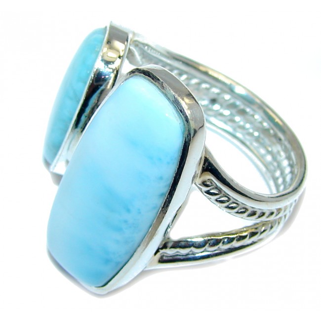 Tropical Glow AAA Blue Larimar Sterling Silver Ring s. 9