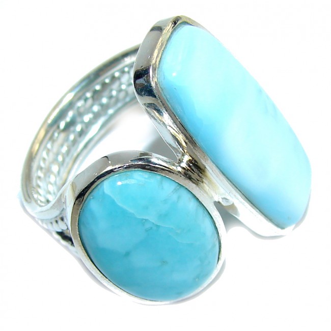 Tropical Glow AAA Blue Larimar Sterling Silver Ring s. 9