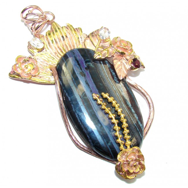 Big! Awesome Color Of Purple Sugalite, Rose & Gold Plated Sterling Silver Pendant