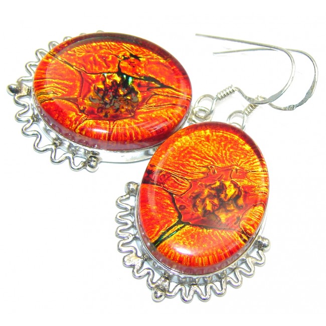 Secret Orange Dichroid Glass Sterling Silver earrings