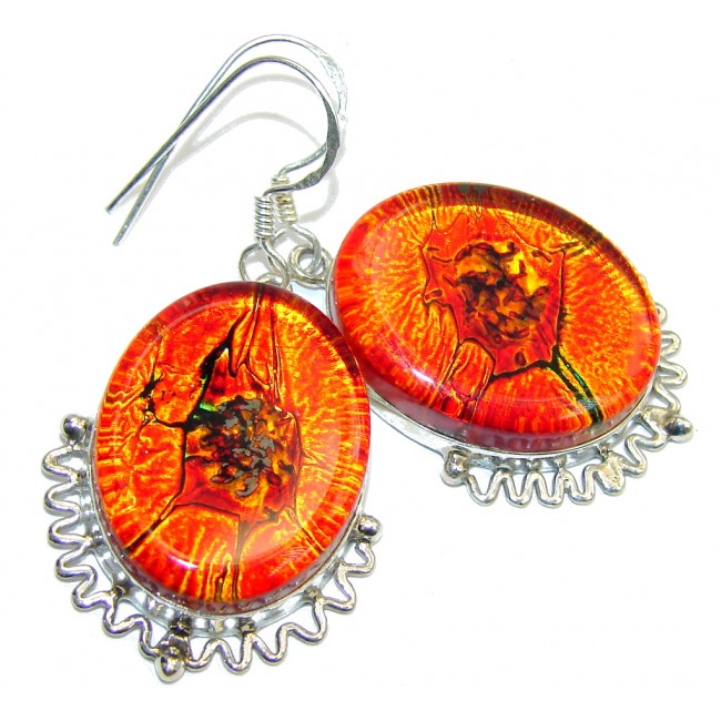 Secret Orange Dichroid Glass Sterling Silver earrings