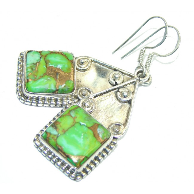 Classic Green Turquoise Sterling Silver earrings