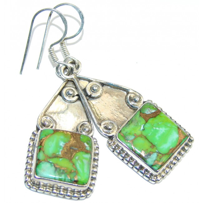 Classic Green Turquoise Sterling Silver earrings