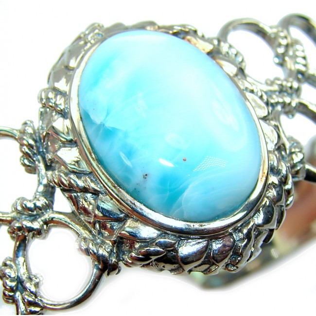 Royal Design Light Blue Larimar Sterling Silver Bracelet / Cuff
