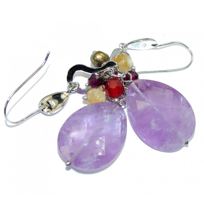 Big! Lavender Spin Purple Amethyst Sterling Silver earrings