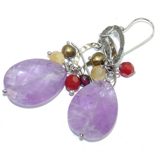 Big! Lavender Spin Purple Amethyst Sterling Silver earrings