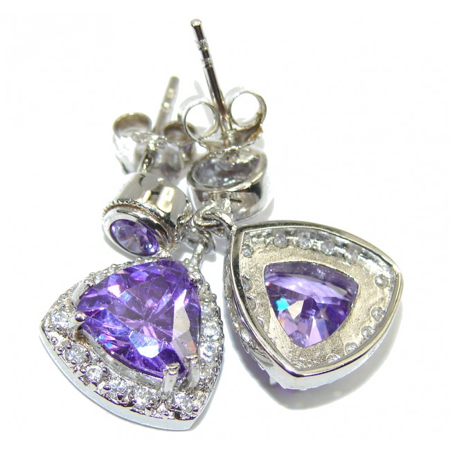 Luxury Purple Cubic Zirconia & White Topaz Sterling Silver earrings