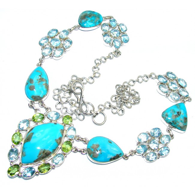 AAA Sleeping Beauty Turquoise Blue Topaz Sterling Silver necklace