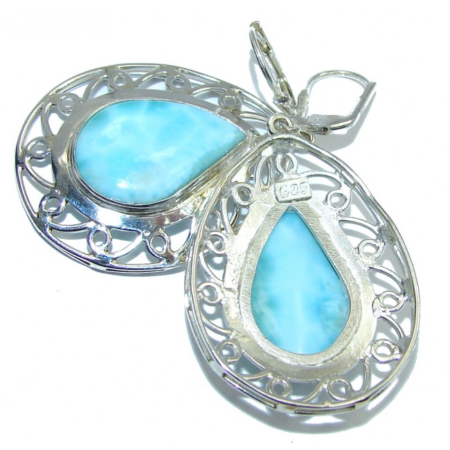 Huge Natural AAA Blue Larimar Sterling Silver earrings