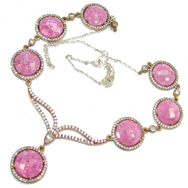 Delicate Beauty Pink Quartz & White Topaz Sterling Silver necklace