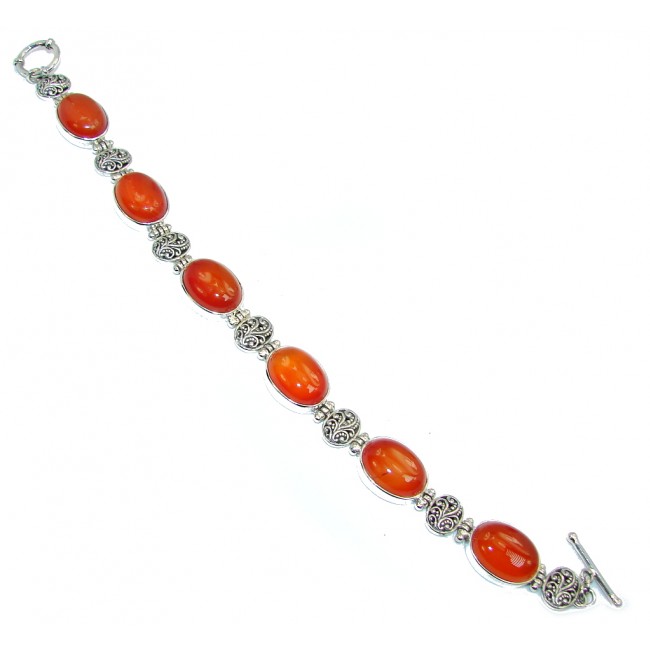 Secret Treasure Orange Carnelian Sterling Silver Bracelet