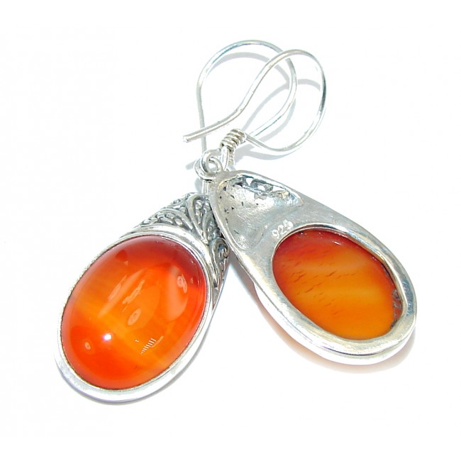 Simple Orange Carnelian Sterling Silver earrings