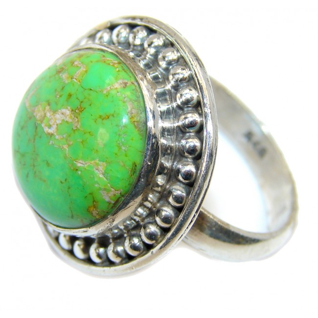 Simple Green Turquoise Sterling Silver Ring s. 9 1/4