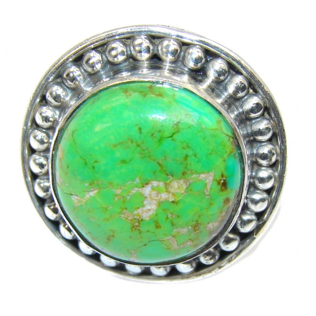 Simple Green Turquoise Sterling Silver Ring s. 9 1/4