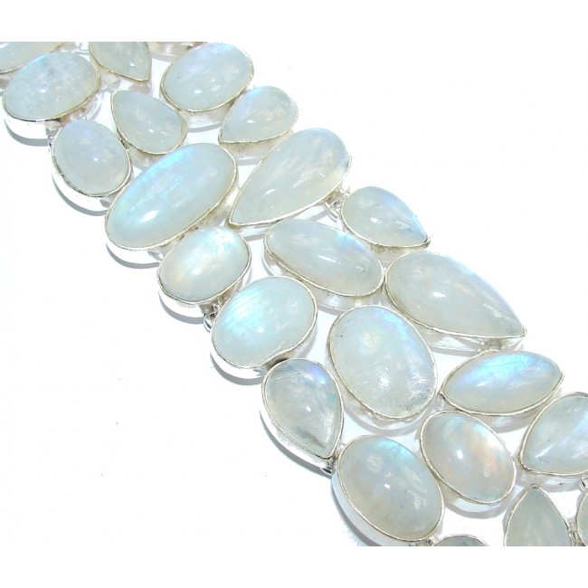 Romantic Vacation AAA White Moonstone Sterling Silver Bracelet