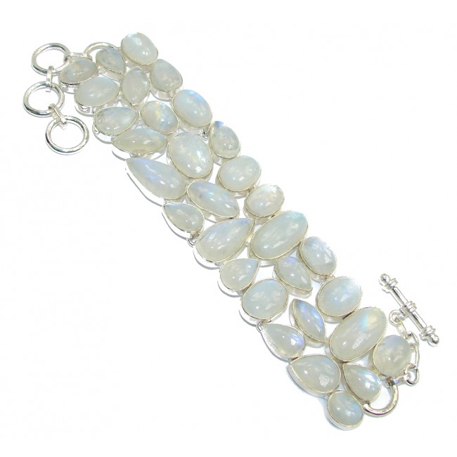 Romantic Vacation AAA White Moonstone Sterling Silver Bracelet