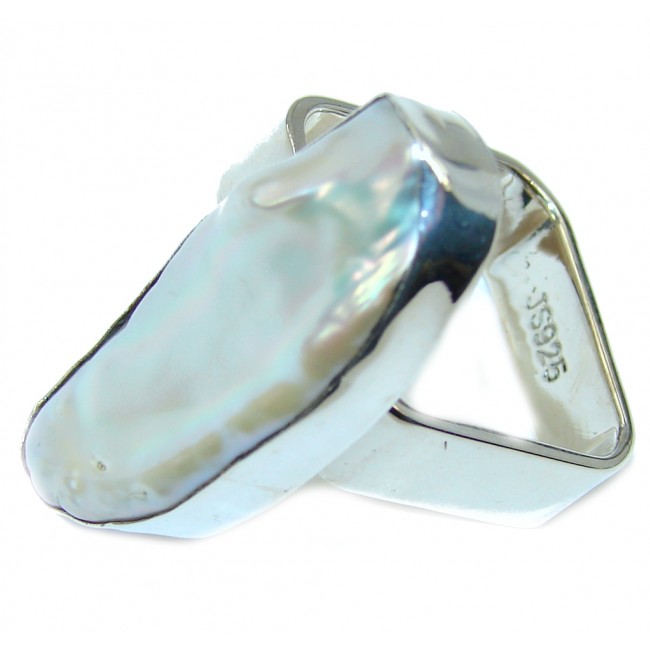 Stylish Rainbow Mother Of Pearl Sterling Silver Ring s. 7