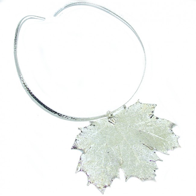 Stylish Frozen Silver Leaf Sterling Silver necklace