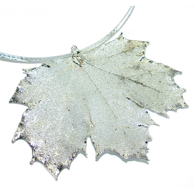 Stylish Frozen Silver Leaf Sterling Silver necklace