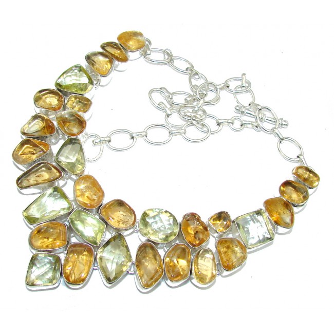 Summer Beauty AAA Yellow Citrine Sterling Silver Necklace