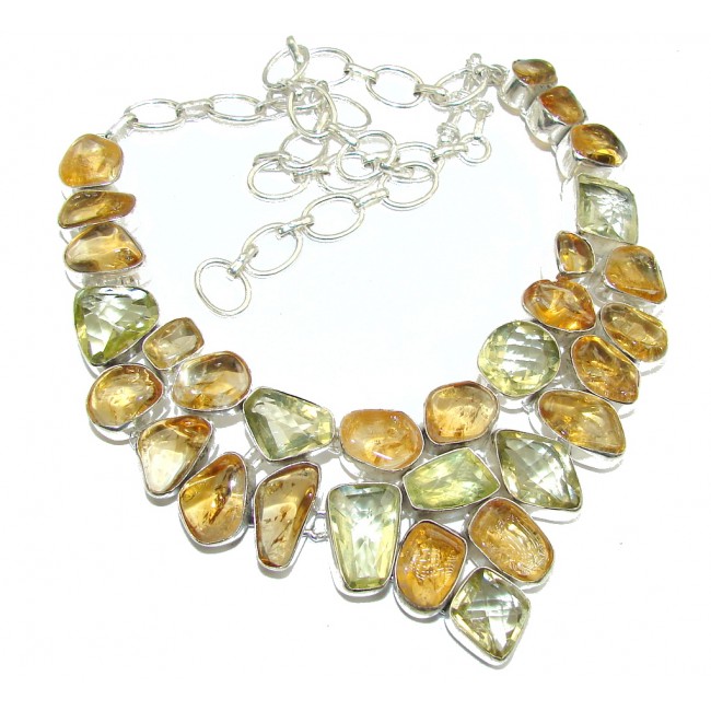 Summer Beauty AAA Yellow Citrine Sterling Silver Necklace